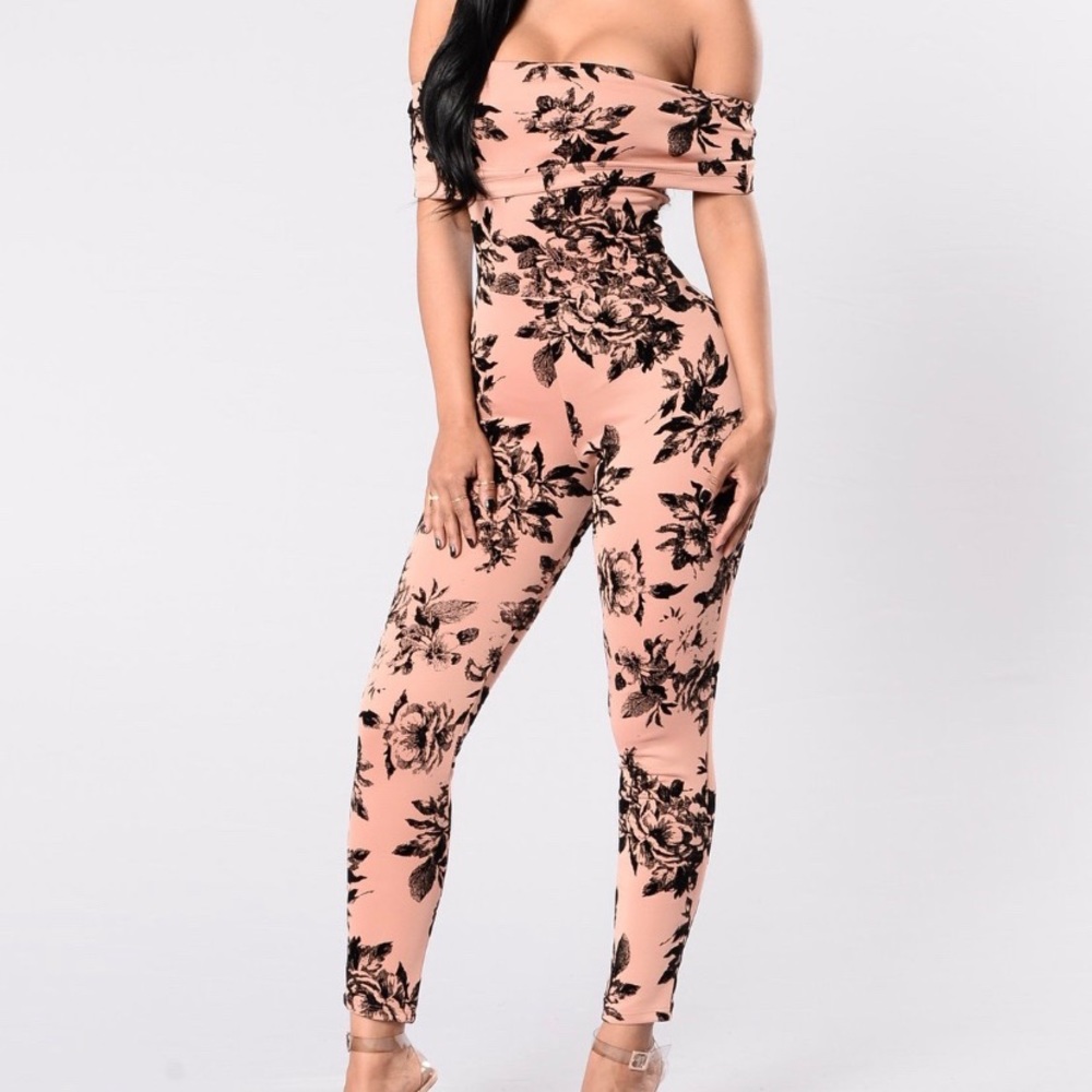 Rose pink an black jumpsuit